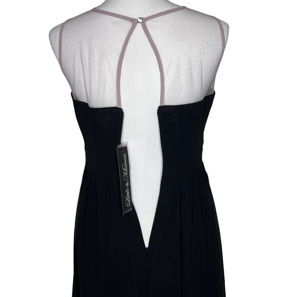 Little Mistress Black Sleeveless Embroidered Illusion Formal Gown Dress Sz 4 NWT - Picture 9 of 16